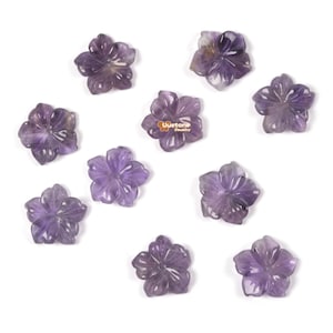 g0052 10 pcs of 15mm Carved amethyst flower gemstone loose beads