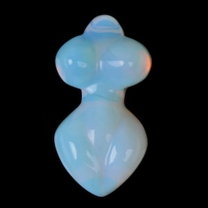 Synthetic opalite moonstone glass carved goddess pendant focal bead