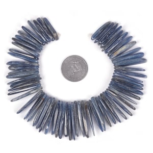 U3519  26mm to 37mm Blue Kyanite long chips sticks loose gemstone beads 8&quot; 166g