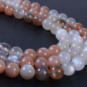 8MM055 8mm AA Multi-color Sunstone round ball loose gemstone beads 16&quot;