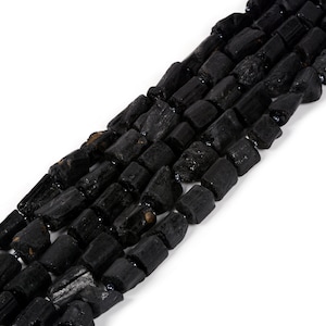 Natural Black Tourmaline Nugget Chips Loose Beads Strand Jewelry Making DIY Bead 15 inch