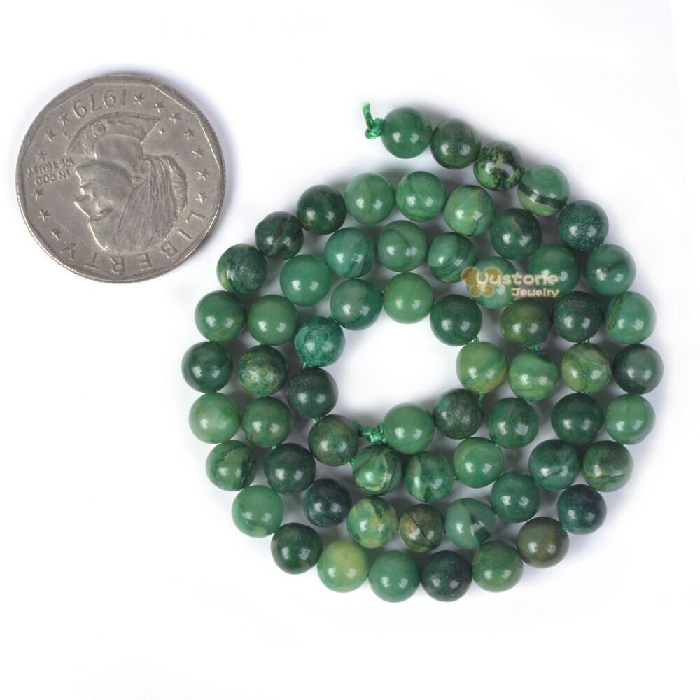 35 Stück Natürliche Afrikanische Jade-Perlen – 10 Mm, Rund, 1 Strang (38,1 Cm), Für Schmuck DIY