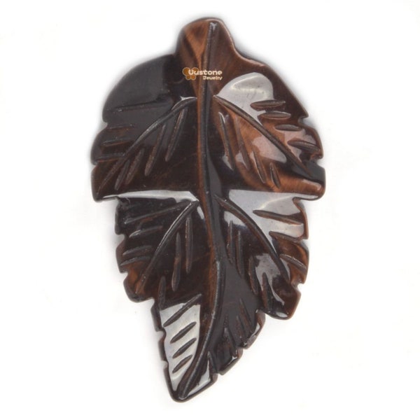 g2568.42 40mm Natural Red Tiger Eye carved leaf retro pendant bead Jewellery Making