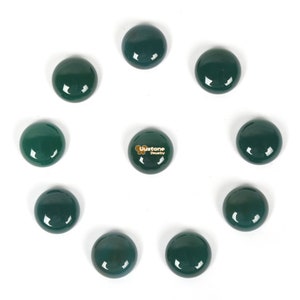 10 pcs of 14mm Green agate round flatback cab cabochon