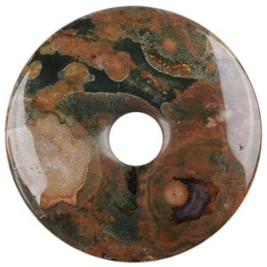 30mm g0128.15 Rhyolite jasper donut gemstone pendant focal bead