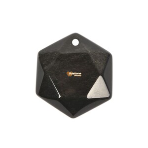 25mm Handmade Natural Black Obsidian Faceted Hexagram Star Geometrical Pendant Focal Bead