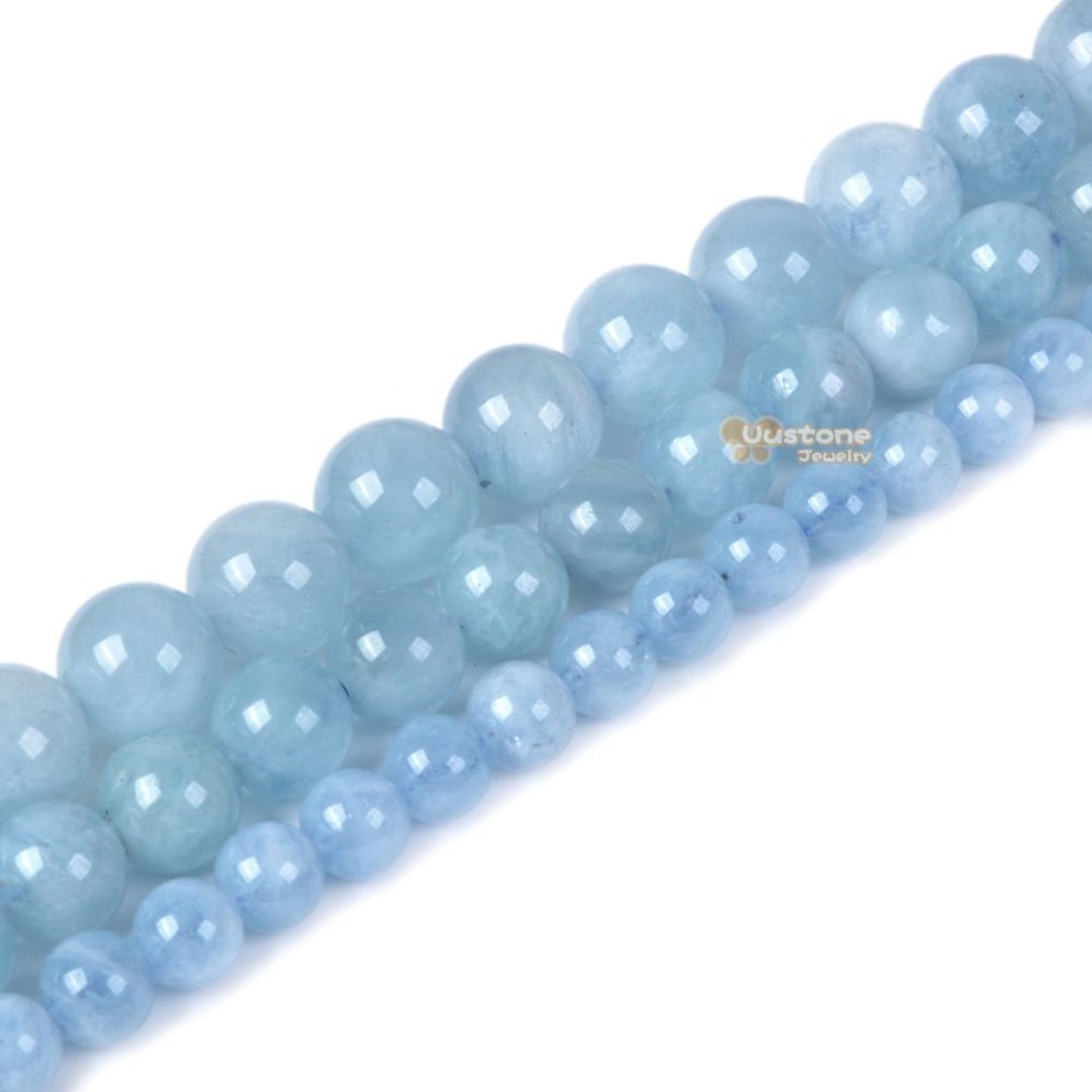 Aquamarine Round Gemstone Loose Beads 6mm 8mm 10mm - Etsy