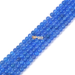 4mm Blue Agate round loose gemstone beads jewelry making DIY 16&quot;