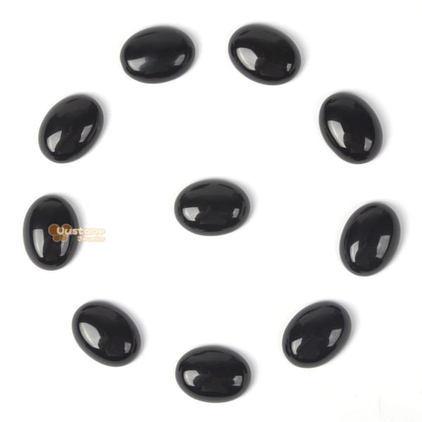 16mm Natural Black Obsidian Gemstone Oval Flatback CAB Cabochon
