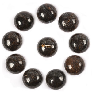 10 pcs of 14mm Bronzite round flatback cab cabochon