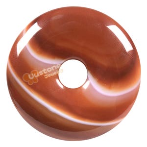 40mm Red Banded Agate donut focal pendant bead