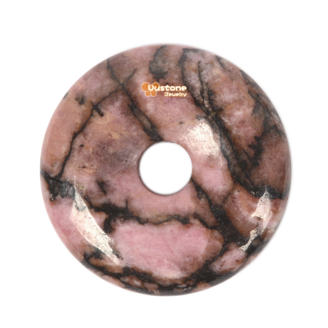 Matrix Rhodonite 25mm Healing Crystal Peace Donut Beads Lucky Circle ...