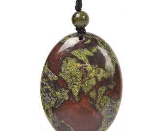 Dragon Blood Jasper Natural Crystal Gemstone Healing Quartz 40mm Flatback Oval Pendant Focal Bead