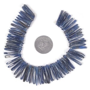 U3523 23mm to 26mm Blue Kyanite long chips sticks loose gemstone beads 8&quot; 99g