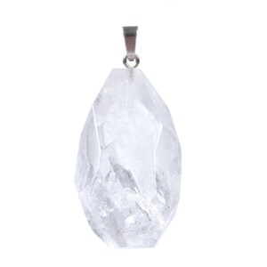 g3998.1  Clear quartz Gemstone Crystal Healing Faceted Teardrop Pendant