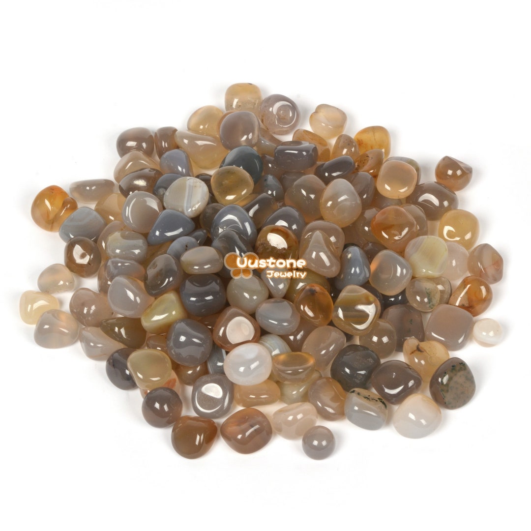100 Grams Gray Agate Tumbled Polished Natural Crystal Healing Pocket ...