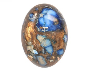 30mm Copper blue sea sediment jasper oval flatback cab cabochon G2304.4