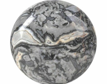 Cabujón redondo con parte trasera plana de ágata de encaje negro de 30 mm