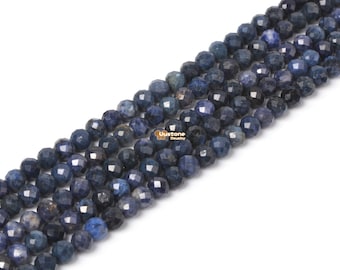 02734 3.7mm bis 4.7mm facettierte Sapphire runde Kugel lose Perlen DIY Schmuckherstellung Strang 15.5-16"