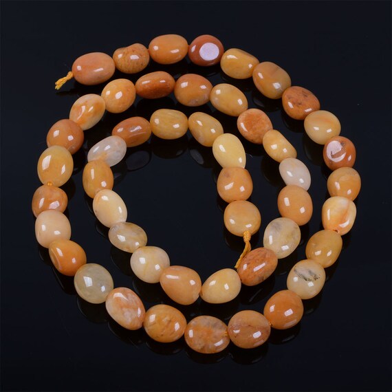 0565 Natural Yellow Jade Pebble Chips Loose Gemstone Beads
