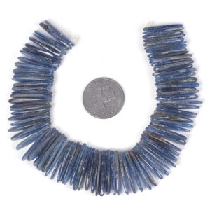 U3518 25mm to 27mm Blue Kyanite chips sticks thick slices loose gemstone beads 8" 107g