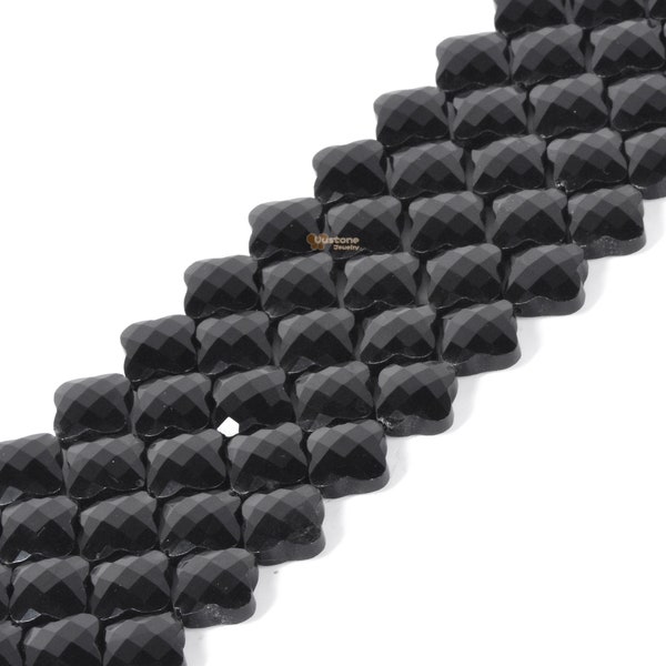 Obsidienne noire pierres précieuses naturelles trèfles à facettes perles 13mm perles à quatre feuilles fleur perles en vrac brin pour la fabrication de bijoux de bracelet collier