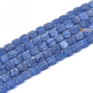 0155  8mm Blue Kyanite square loose gemstone beads 16&quot;