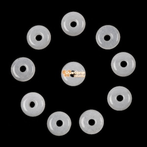 15mm White Jade donut focal pendant bead jewelry making DIY