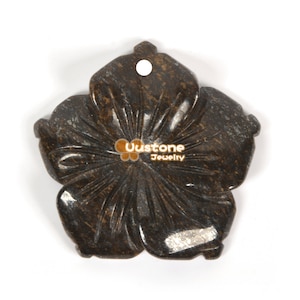 g0701.21 Bronzite 28mm Carved Hawaii Flower Pendant Focal Bead
