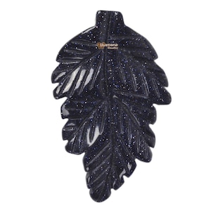 g2568.1 40mm Synthetic Blue goldstone carved leaf retro pendant bead Jewellery Making