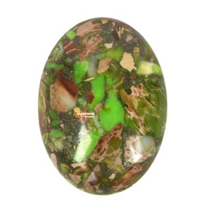 30mm Pyrite green dyed sea sediment jasper oval flatback cab cabochon