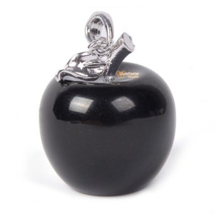 Carved Natural Black Obsidian Gemstone Cute Exquisite Apple Pendant Fashion Gift Jewelry Making