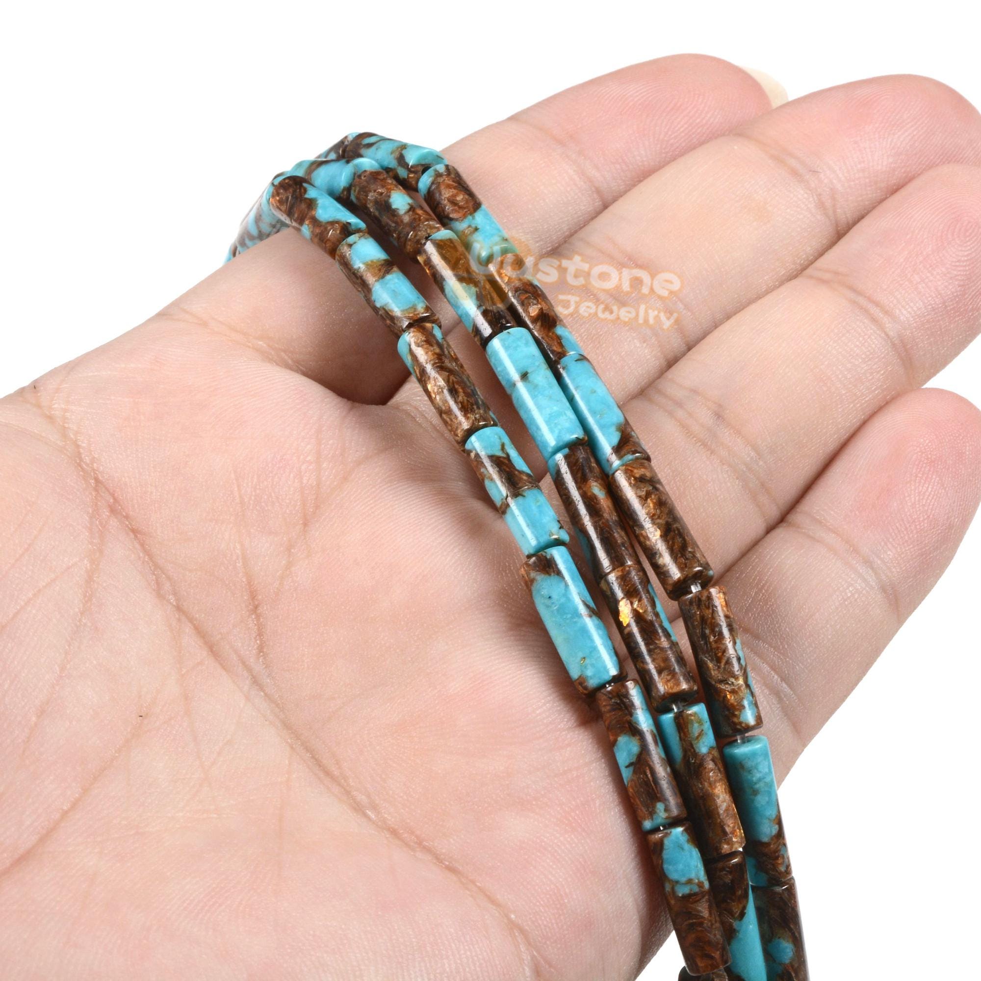 Piccole Perline Tubolari Rettangolari Turchesi Quadrate. 4X4X12Xmm. Turchese Naturale. Divertente E Funky!!! Pretty Coloring!! Filo Da 16 Pollici - Italia - Foto 5