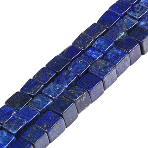 0147 6mm Blue Lapis lazuli cube gemstone loose beads 16&quot;