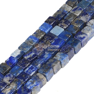 0148 4mm Blue Lapis lazuli cube gemstone loose beads 16"