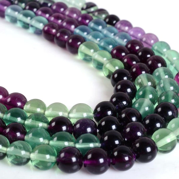 0452 8mm AAA Assorted color Fluorite round loose gemstone beads 16"