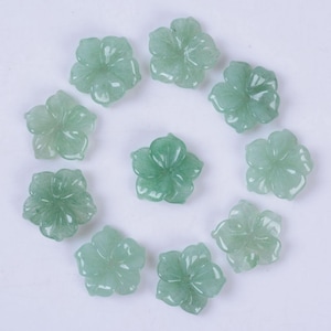 10 pcs of 15mm Carved aventurine flower gemstone loose beads