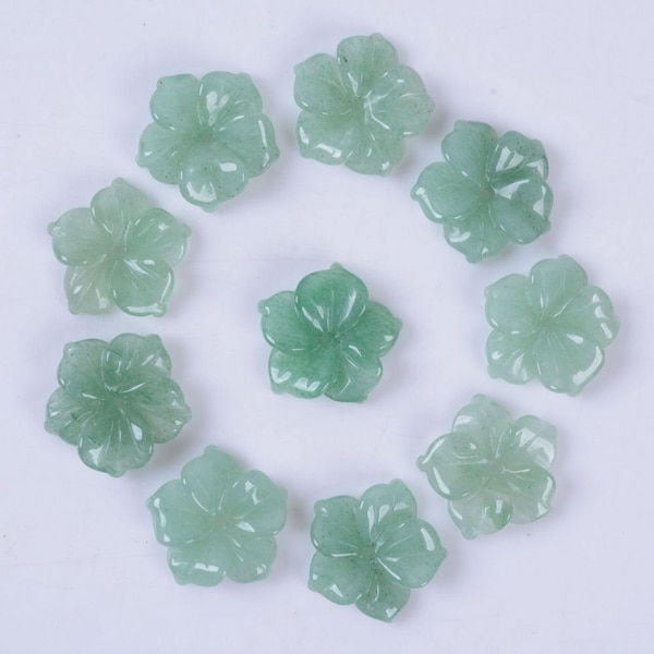 10 pièces de 15 mm de perles en vrac de pierres précieuses de fleur d'aventurine sculptées