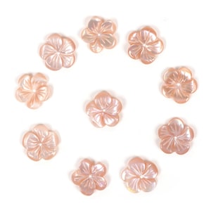 10pcs of 12mm Carved pink mother of pearl shell flower  DIY Jewelry Making