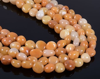 0565 Natural Yellow Jade Pebble Chips Loose Gemstone Beads