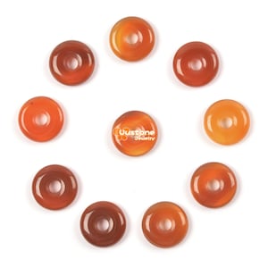 15mm Red Agate donut focal pendant bead jewelry making DIY