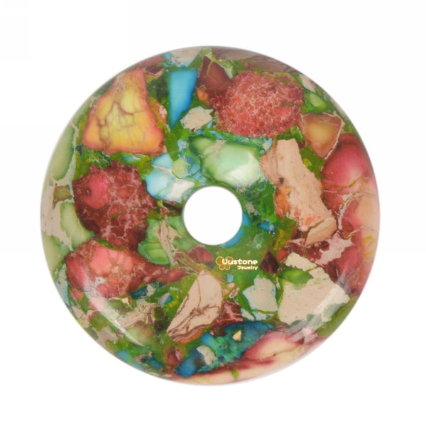 Perle focale pendentif beignet de jaspe de sédiments marins multicolores de 30 mm
