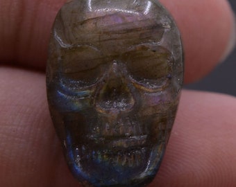 U3543 23mm Labradorite carved skull flatback cab cabochon