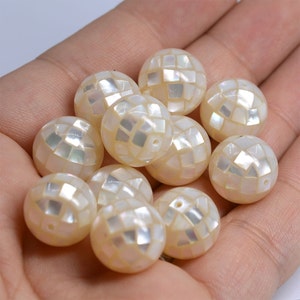g0716#12mm Handmade Mother of Pearl MOP shell mosaic ball round loose beads