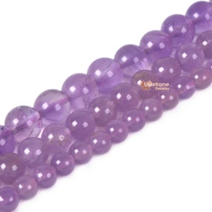 lilac amethyst round ball loose beads DIY jewelry making beads strand 6mm 8mm 10mm