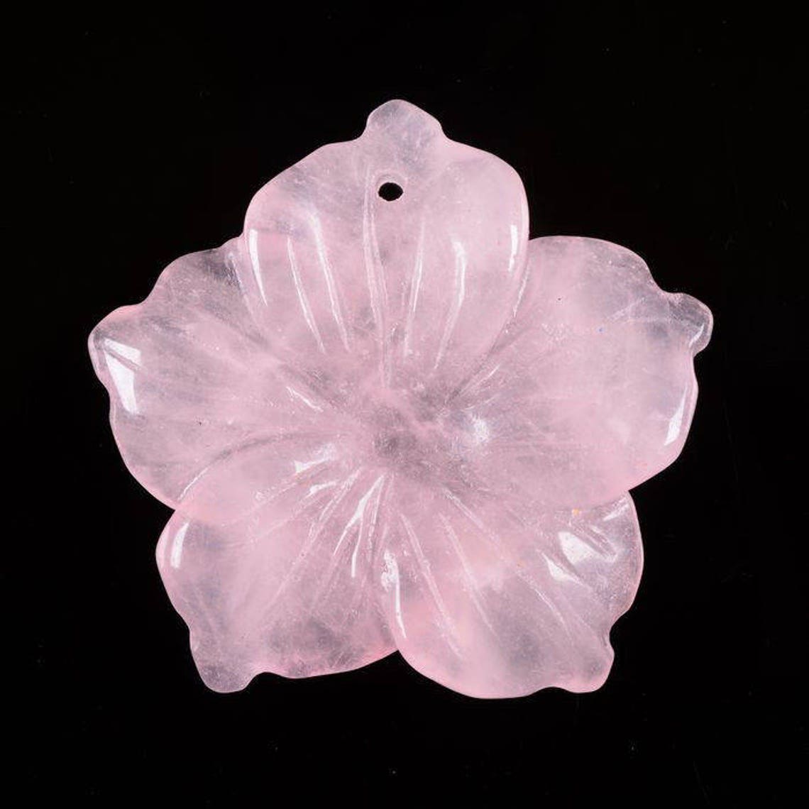 G0701.4 28mm Handmade rose quartz carved flower pendant focal Etsy