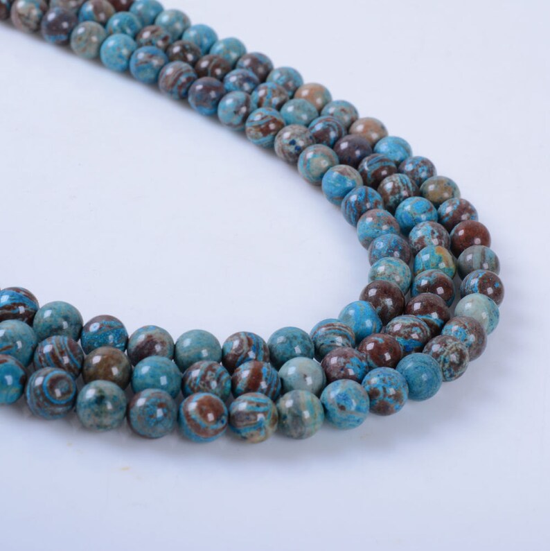 4mm309 4mm Blue Veins Stone Round Ball Loose Gemstone Beads Etsy