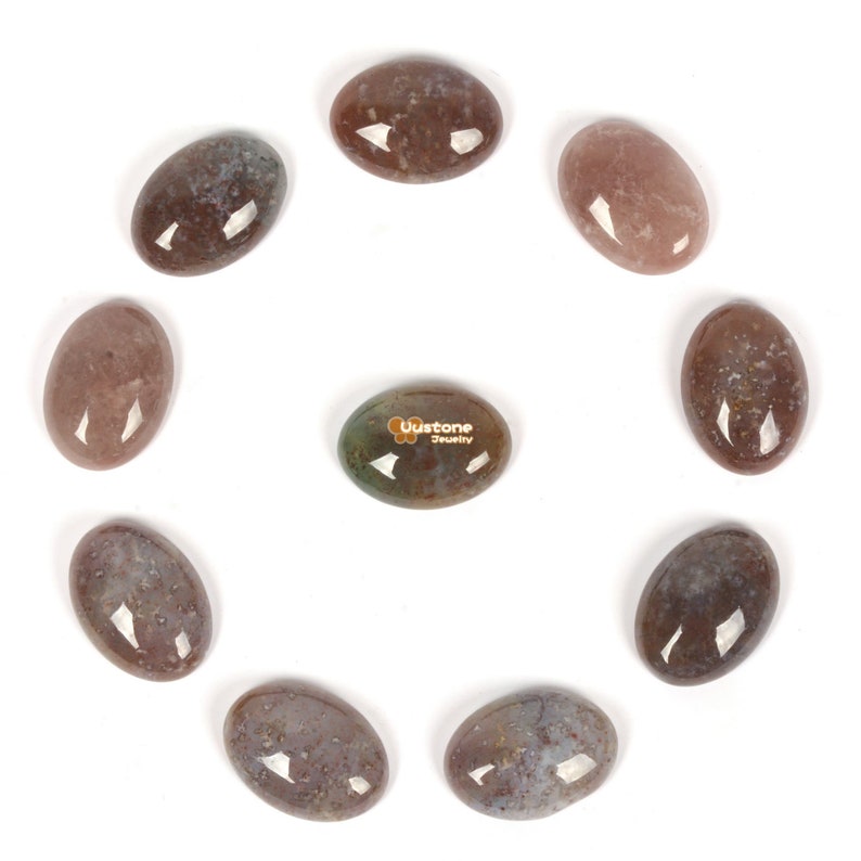 18mm Redish Indian agate gemstone oval cab cabochon image 1