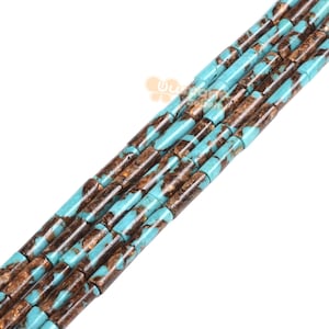 13mm  Blue Copper Turquoise Cylinder tube loose gemstone beads 15&quot;