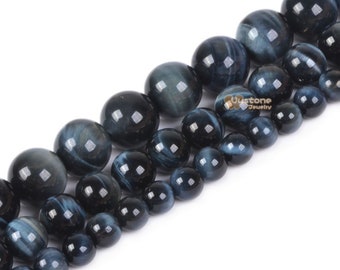 Blue Tiger Eye round ball loose gemstone beads 6mm 8mm 10mm